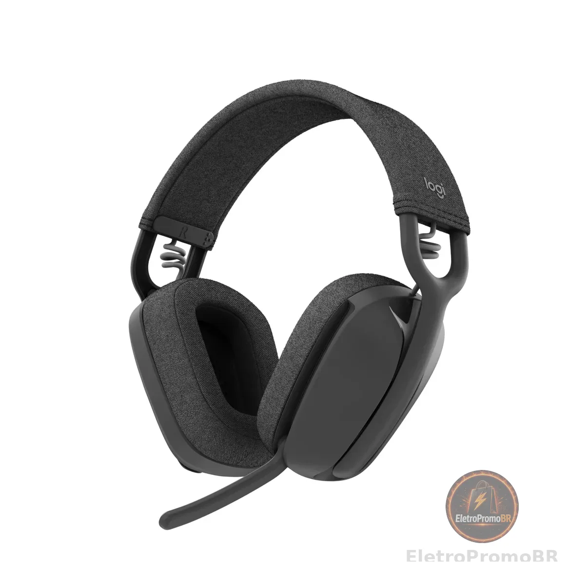 Headset Sem Fio Logitech Zone Vibe 100 Com Microfone Flip- to-Mute Com Cancelamento de Ruído, Conexão Bluetooth, Até 20h de Bateria, Design Leve e Confortável - Grafite