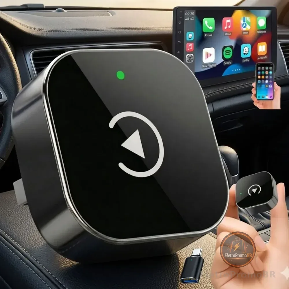 Carplay Adaptador Sem Fio Car Play Android Auto 2 Em 1 Usb