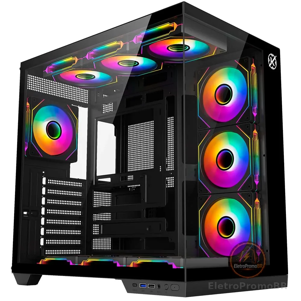 Gabinete Kalkan Skye Preto Aquário ATX USB 3.0 Sem Fans KLK00041