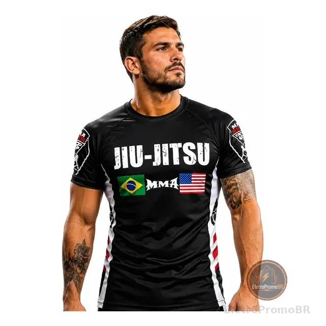 Camisa Pra Jiu Jitsu Modelo Black Belt Treino Nogi Mma Luta