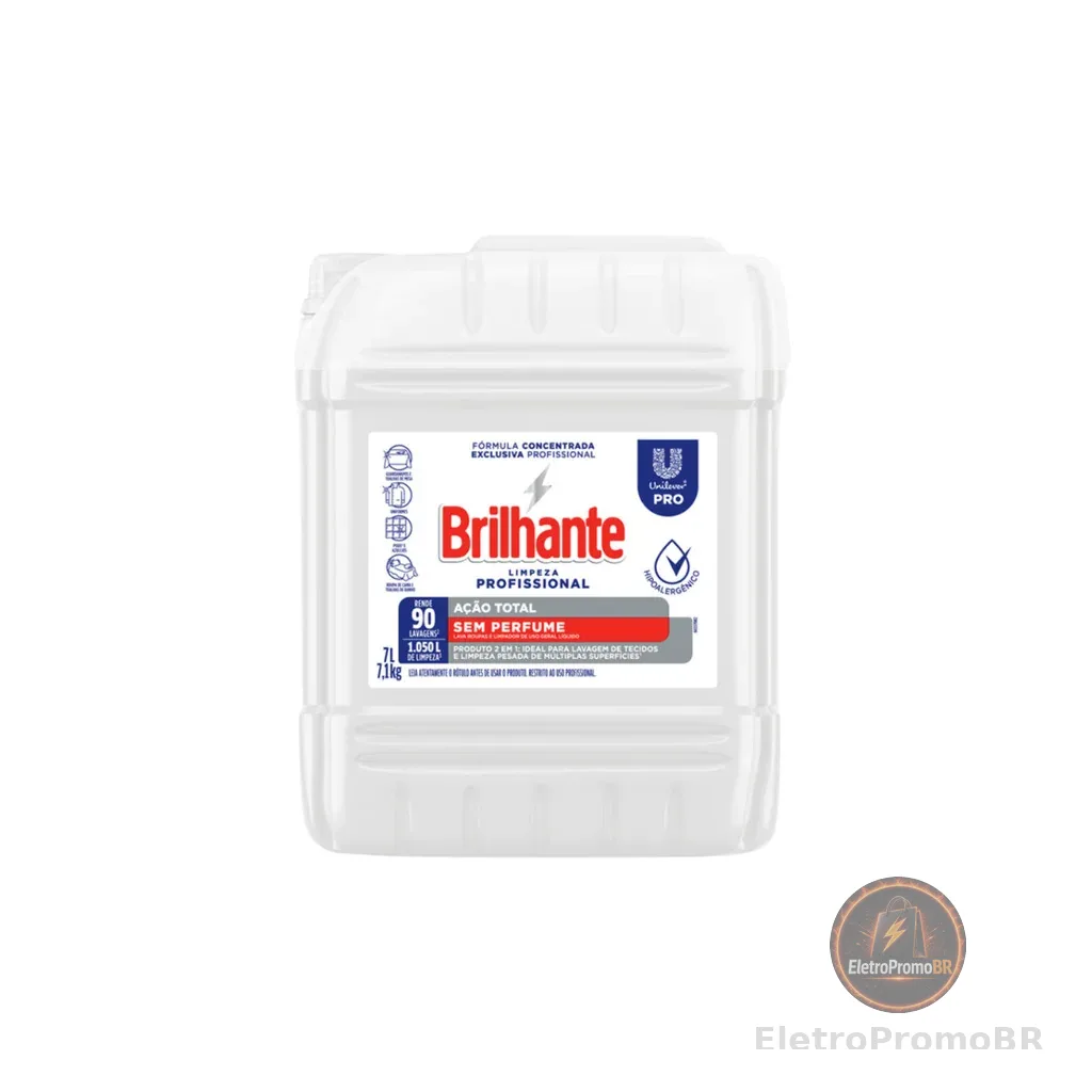Sabão Líquido Ação Total Sem Perfume 7L Brilhante