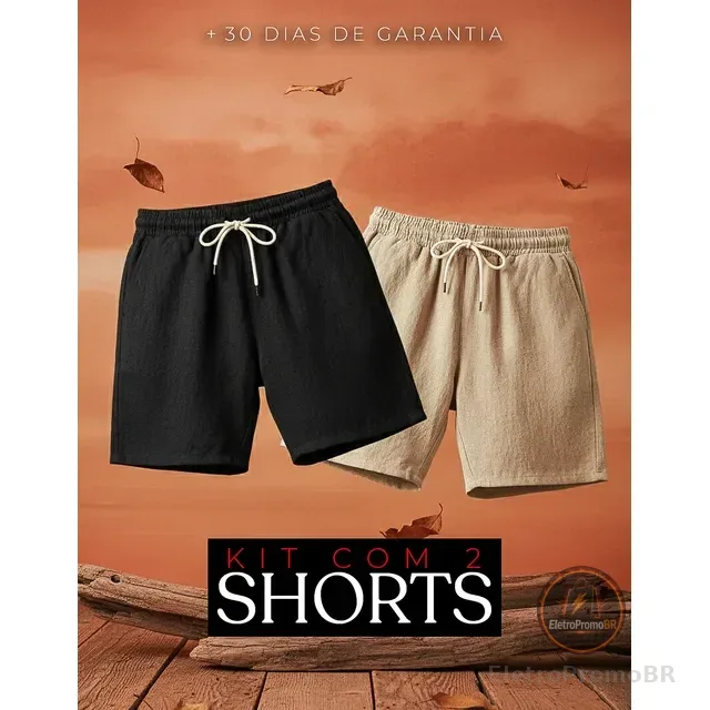 Kit 2 Shorts Linho Masculino Bermuda Mauricinho Premium