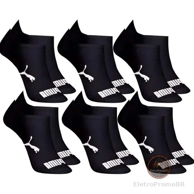 Kit 6 Pares Meias Invisível Puma Sapatilha Adulto Original