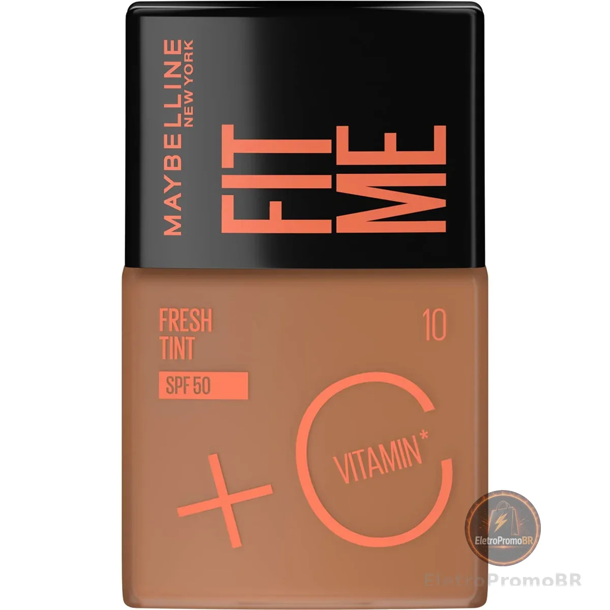 Maybelline NY Fit Me Fresh Tint Base Líquida, Proporciona Efeito Glow Natural, Controla a Oleosidade e Uniformiza a Pele com Vitamina C e FPS 50, Cor 10, 30ml