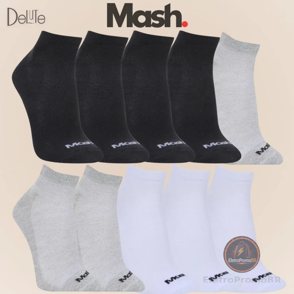 Kit Com 10 Pares de Meias Mash Sport em Algodão Cano Curto Unissex Original