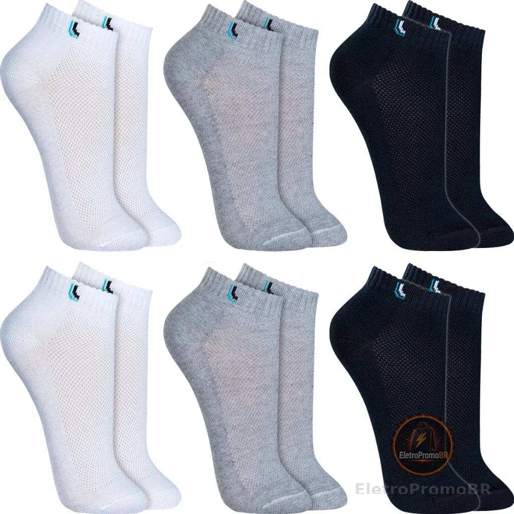 Kit 6 Pares Meias Lupo Cano Curto Baixo Soquete Algodão Meia Unissex Masculina Feminina Original
