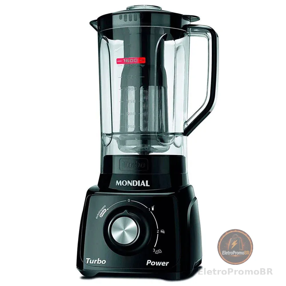 Liquidificador Turbo Power L-99 FB Copo San Cristal 3 Velocidades Mondial