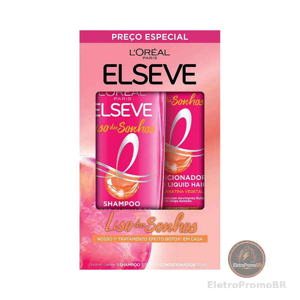 Kit Elseve Liso dos Sonhos Shampoo 375ml + Condicionador 170ml