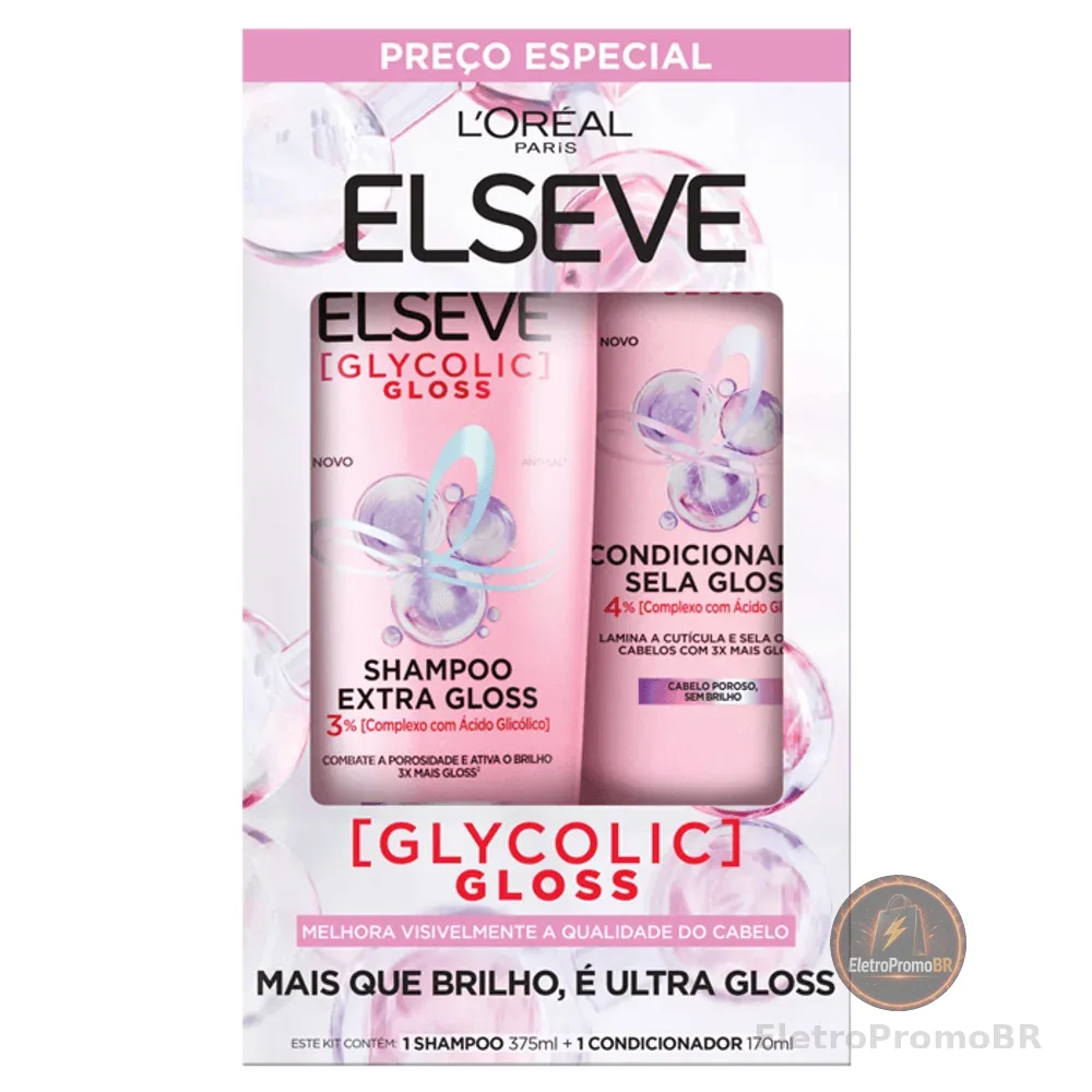 Kit Shampoo 375ml + Cond 170ml Elseve Glycolic Gloss