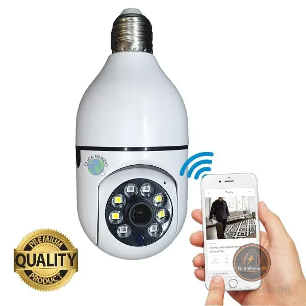 Camera Segurança Panoramica Lampada E27 Wifi Espia Com Rastreio de Movimento