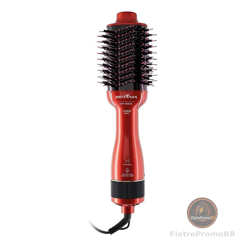 Escova Secadora Britânia Soft 4 em 1 BES12 Luz Infrared 1300w Vermelha Bivolt