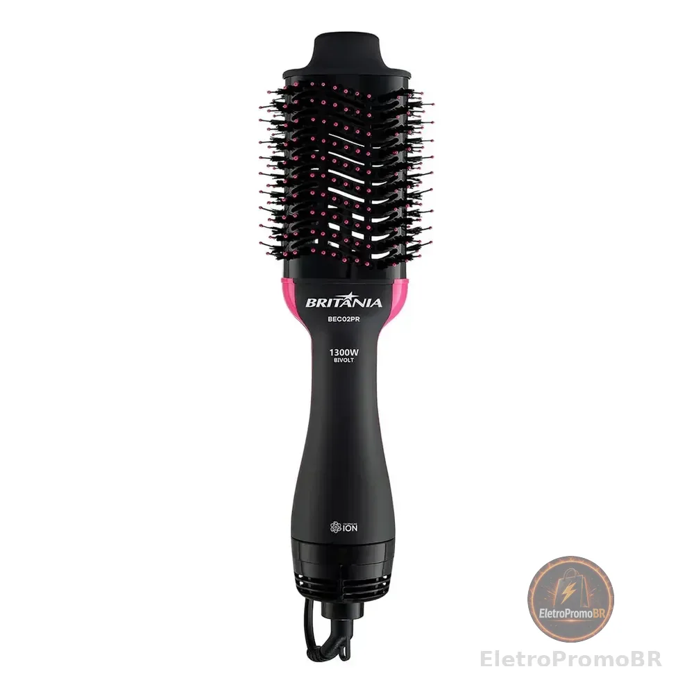 Britânia Escova Secadora Bec02pr 4 Em 1 1300w Cor Preto E Rosa Preto Com Rosa 127/220v