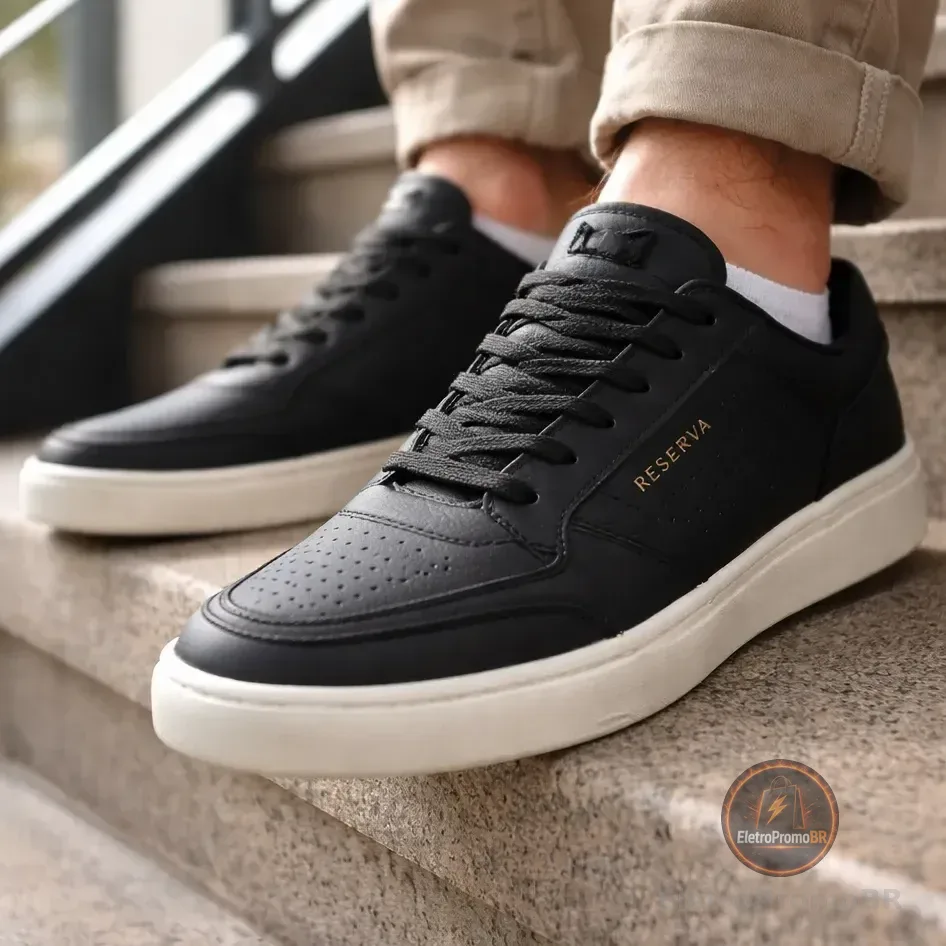 Tênis Casual Masculino Go Troy Com Forro Em Têxtil Reserva Preto Lisa 41 Br