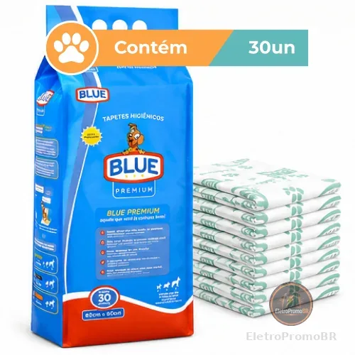 Tapete Higiênico Blue Premium Cães 80x60cm 30 Unidades