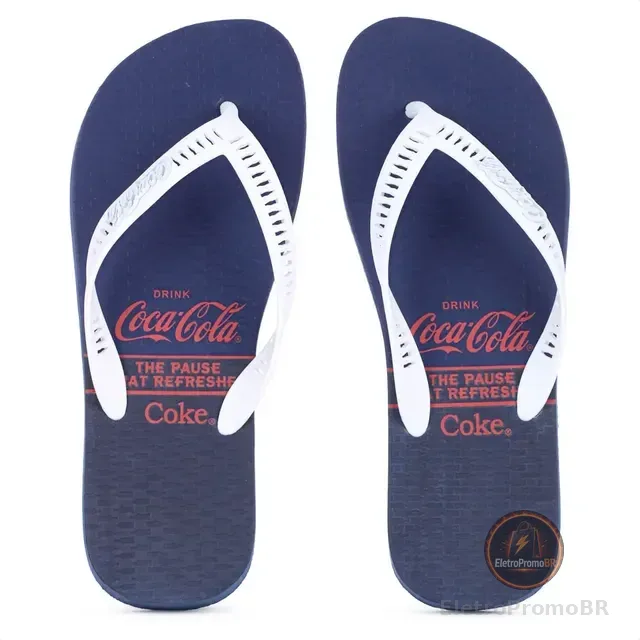 Chinelo Sandalia Coca Cola Masculino Branco Praia - Original