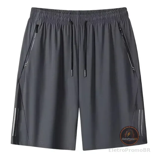 Short Masculino Bermuda 2 Bolsos Zíper Secagem Rápida Fina