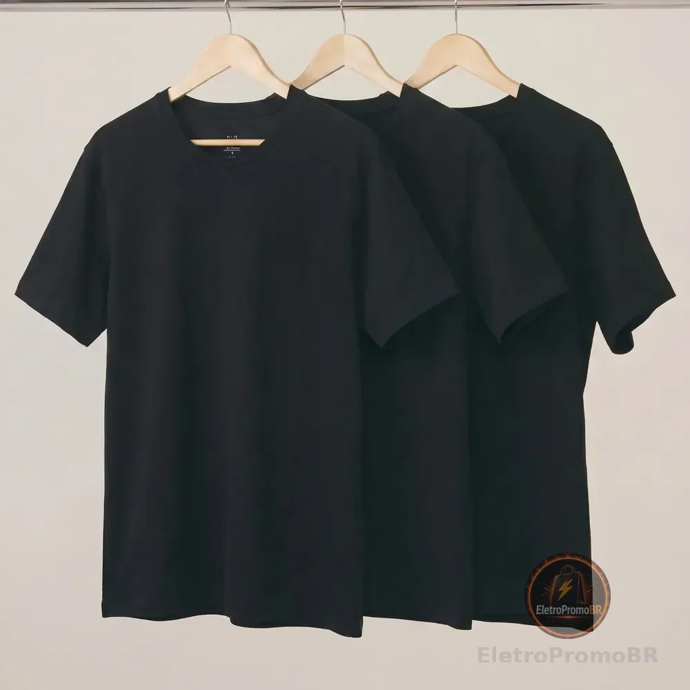 Kit 3 Camisetas Hering Masculina Básica Original Algodão Preto Xg
