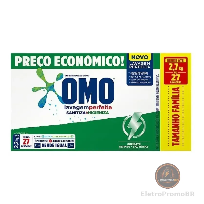Sabão Em Pó Sanitizante Lavagem Perfeita 2,2kg Omo