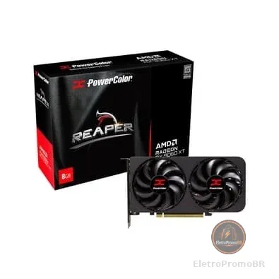 Placa de Vídeo PowerColor RX 9060 XT Reaper AMD Radeon, 8GB, GDDR6, 128bits, OpenGL 4.6, RDNA 4 - RX9060XT 8G-A