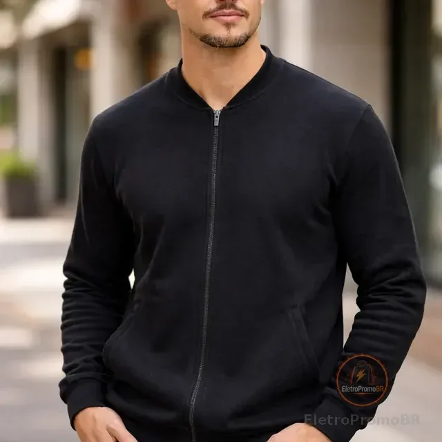 Blusa De Moletom Com Ziper Canguru Flanelado Inverno P Ao G1