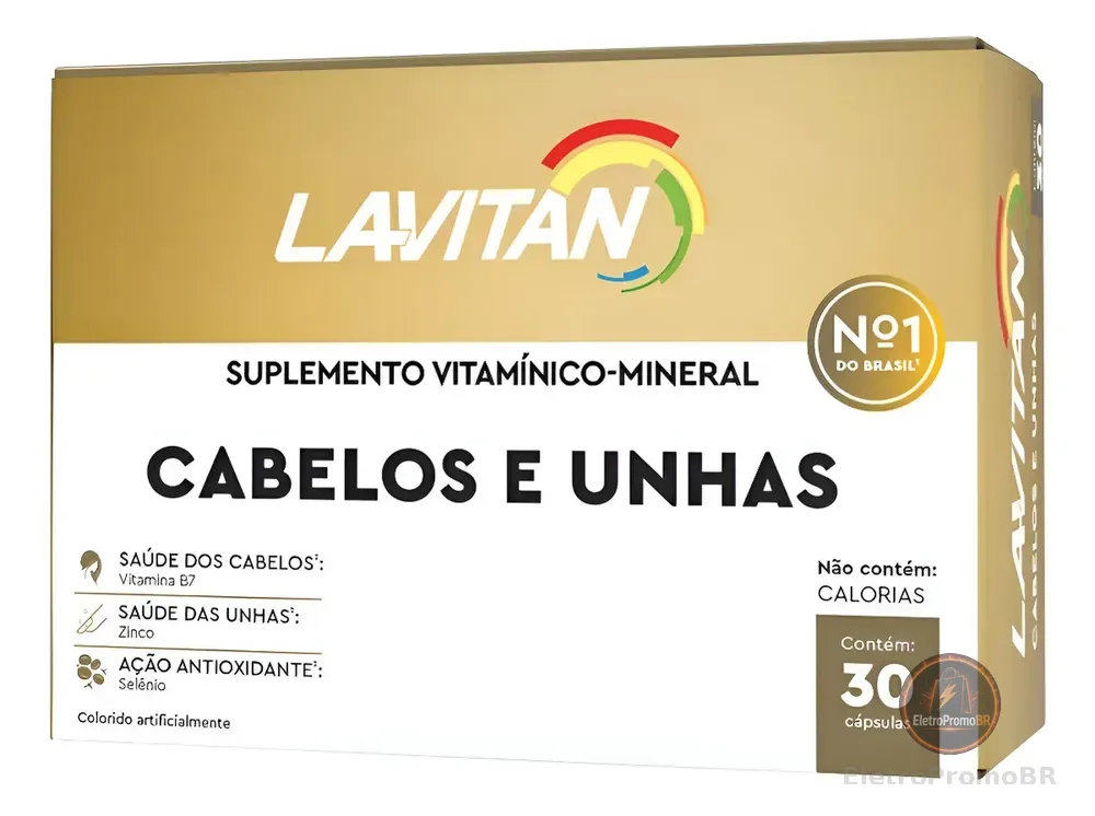 Lavitan Vitamina Para Cabelos E Unhas Com 30 Cápsulas Sem Sabor