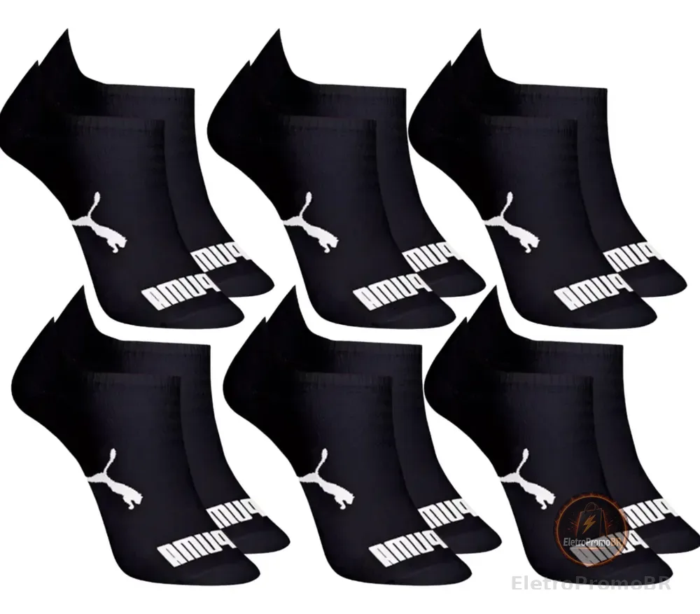 Kit 6 Pares Meias Invisível Puma Sapatilha Adulto Original