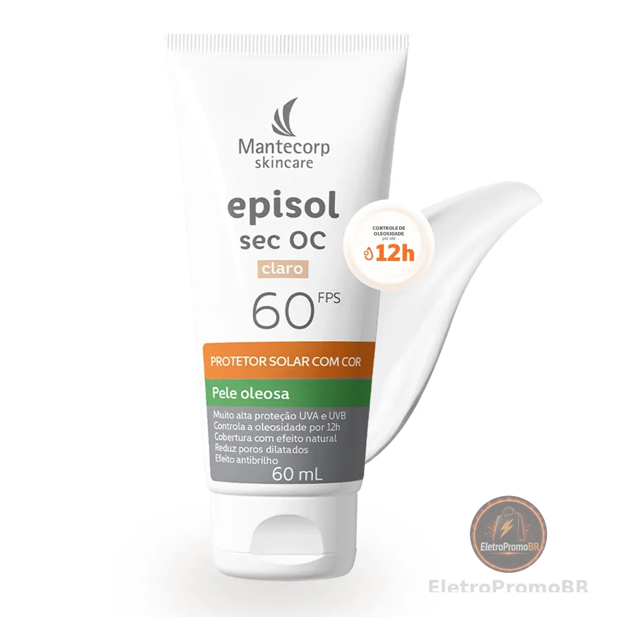 Protetor Solar Episol FPS 60 - Alta Proteção UVA e UVB, Controla Oleosidade por 12h, Toque Seco, Rápida Absorção - 60ml - Mantecorp