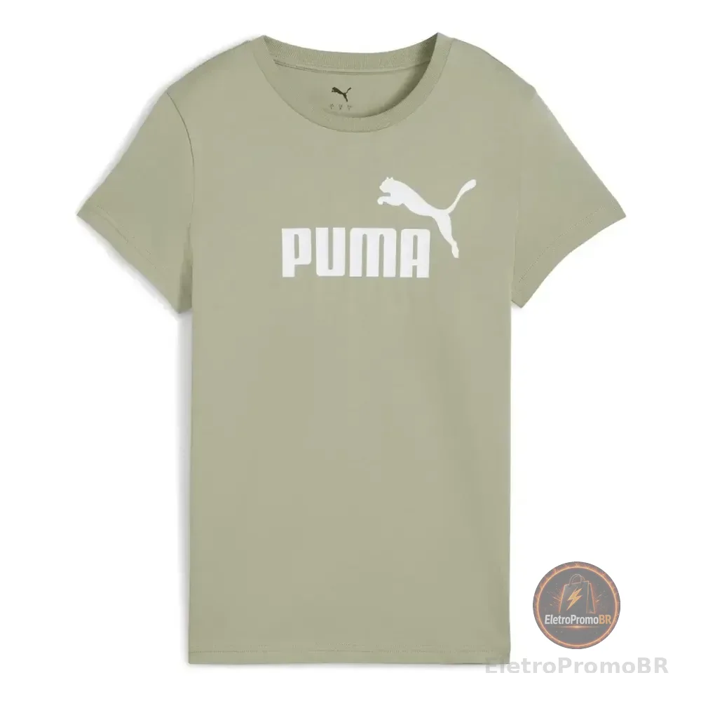 Camiseta Feminina Ess N. 1 Logo Tee Puma Lux Army Lobo M Lisa