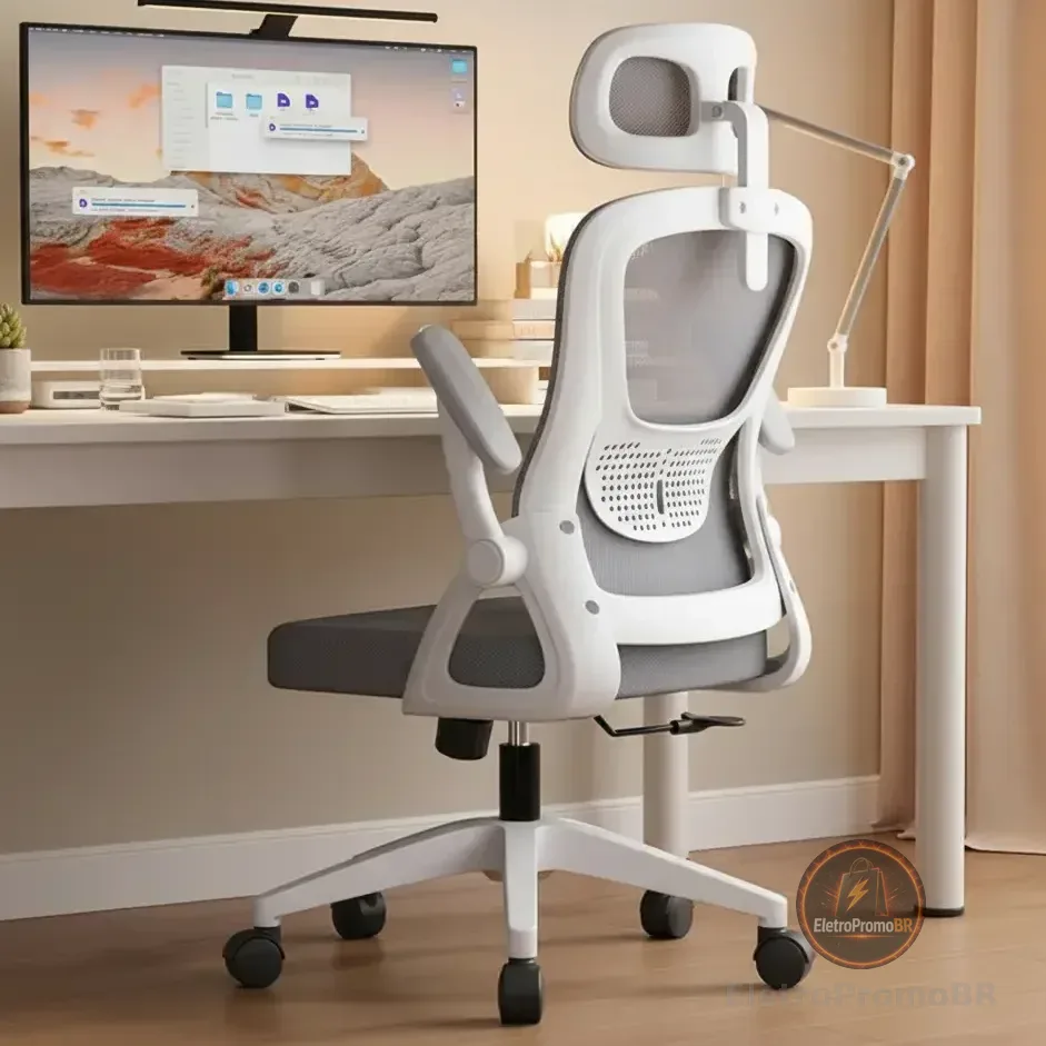 Cadeira De Escritório Ergonômica Giratória Astrella Mesh Cinza Mesh