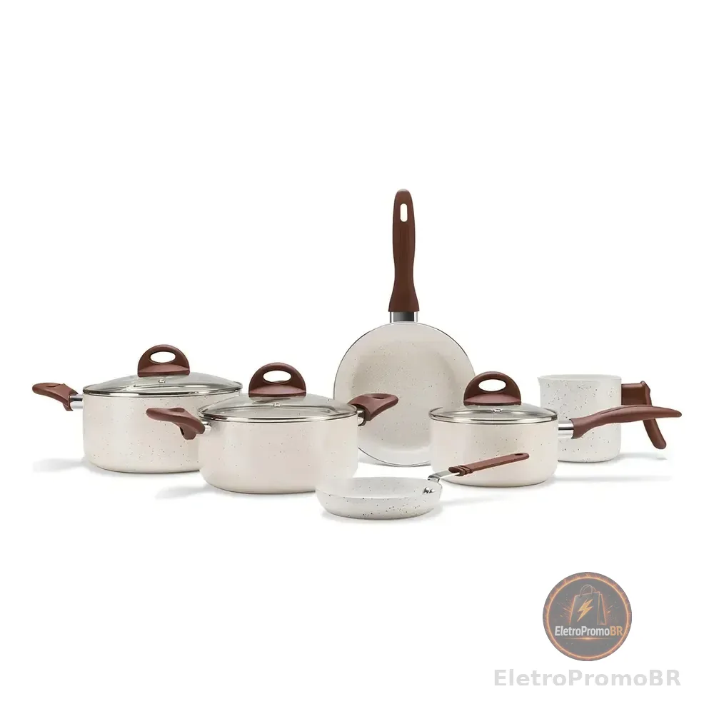 Jogo De Panelas Brinox Smart Plus 6pçs Ceramic Life Vanilla 4791/102 Baunilha