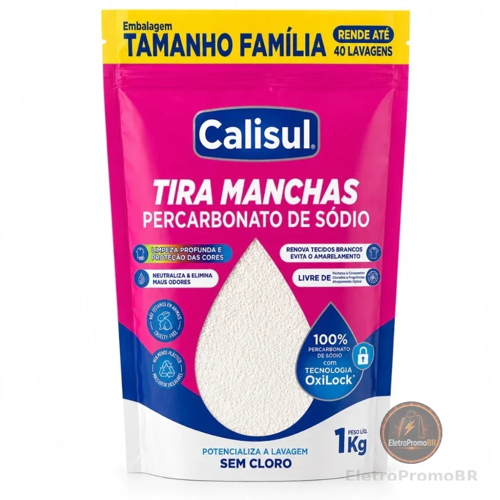 Percarbonato 100% Puro Tira Manchas Roupas Brancas e Coloridas