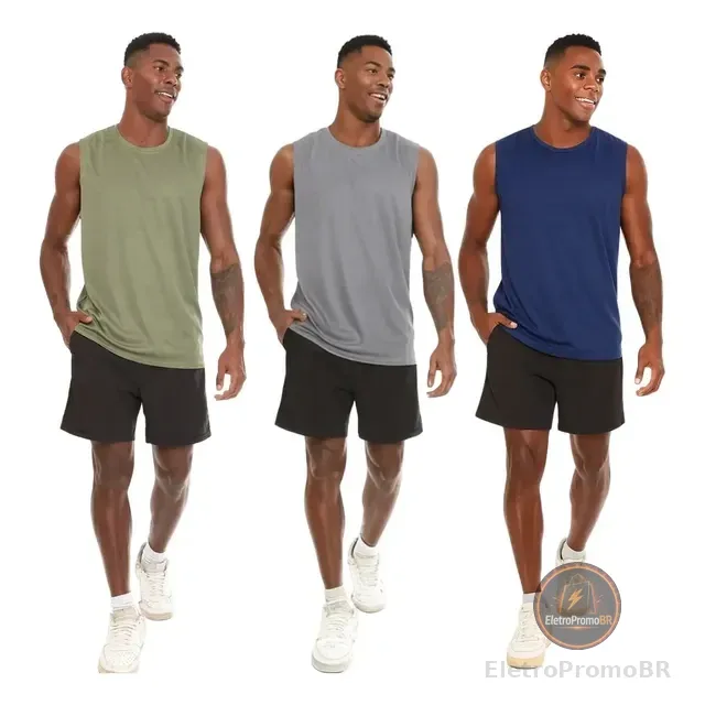 Kit 3 Regata Masculina Dryfit Academia Treino Fitness Lisa