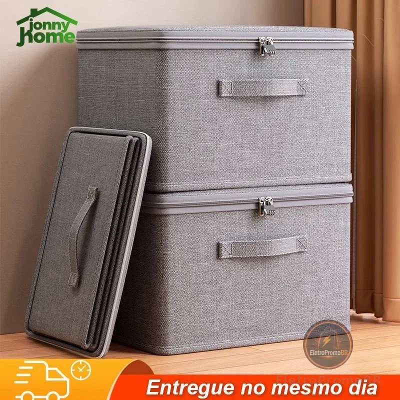 Caixa grande de armazenamento com zíper para roupas e cobertores  P/M/G