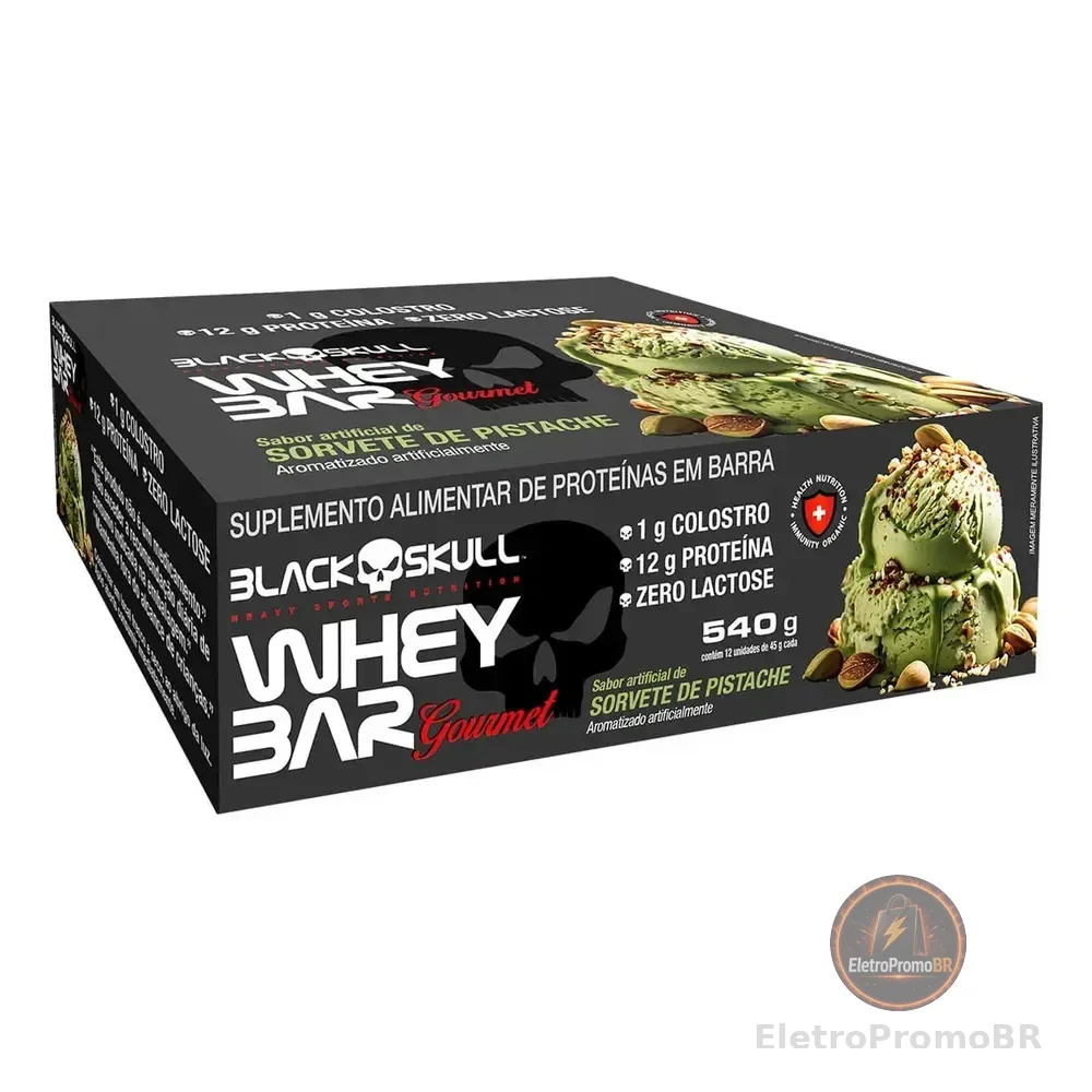 Barra De Proteína Gourmet C/ Colostro - Display C/ 12 Black Sabor Pistache