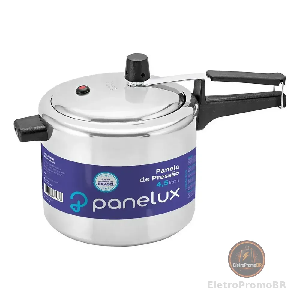 Panela De Pressão 4,5 Litros Alumínio Polido Panelux Classic Cor Cinza