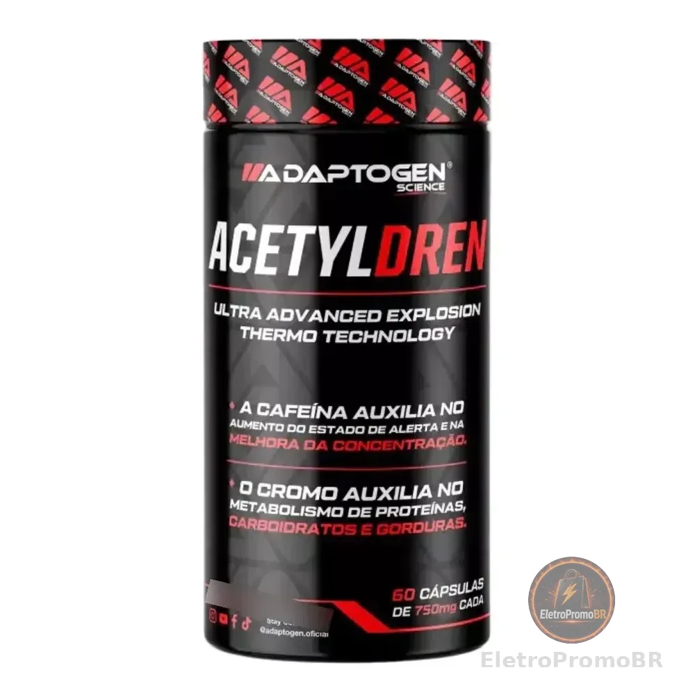 Termogênico 60 Cápsulas Acetyldren Adaptogen Sem Sabor