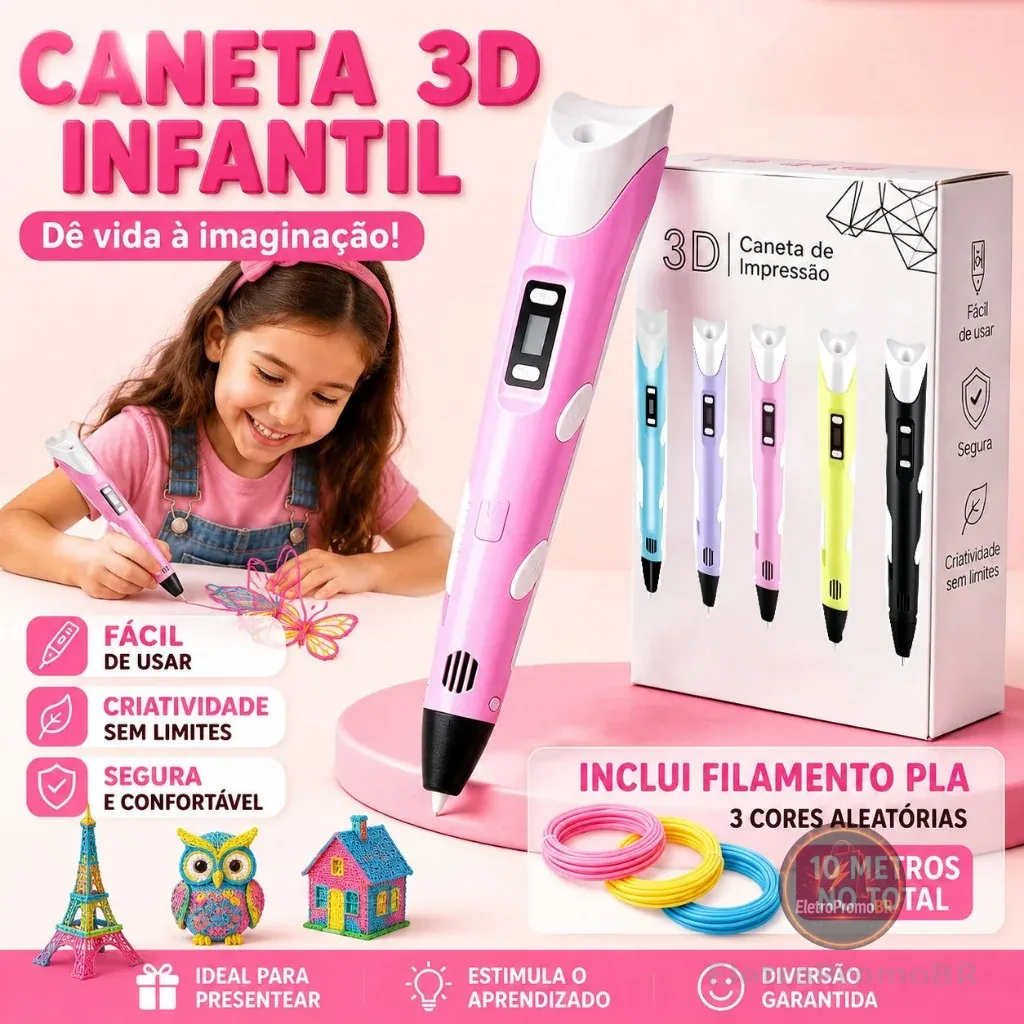Caneta De Impressão Mágica 3D Grátis 10M DIY PLA Filamento Desenho Brinquedo Presente De Aniversário Criança ABS Tela LC