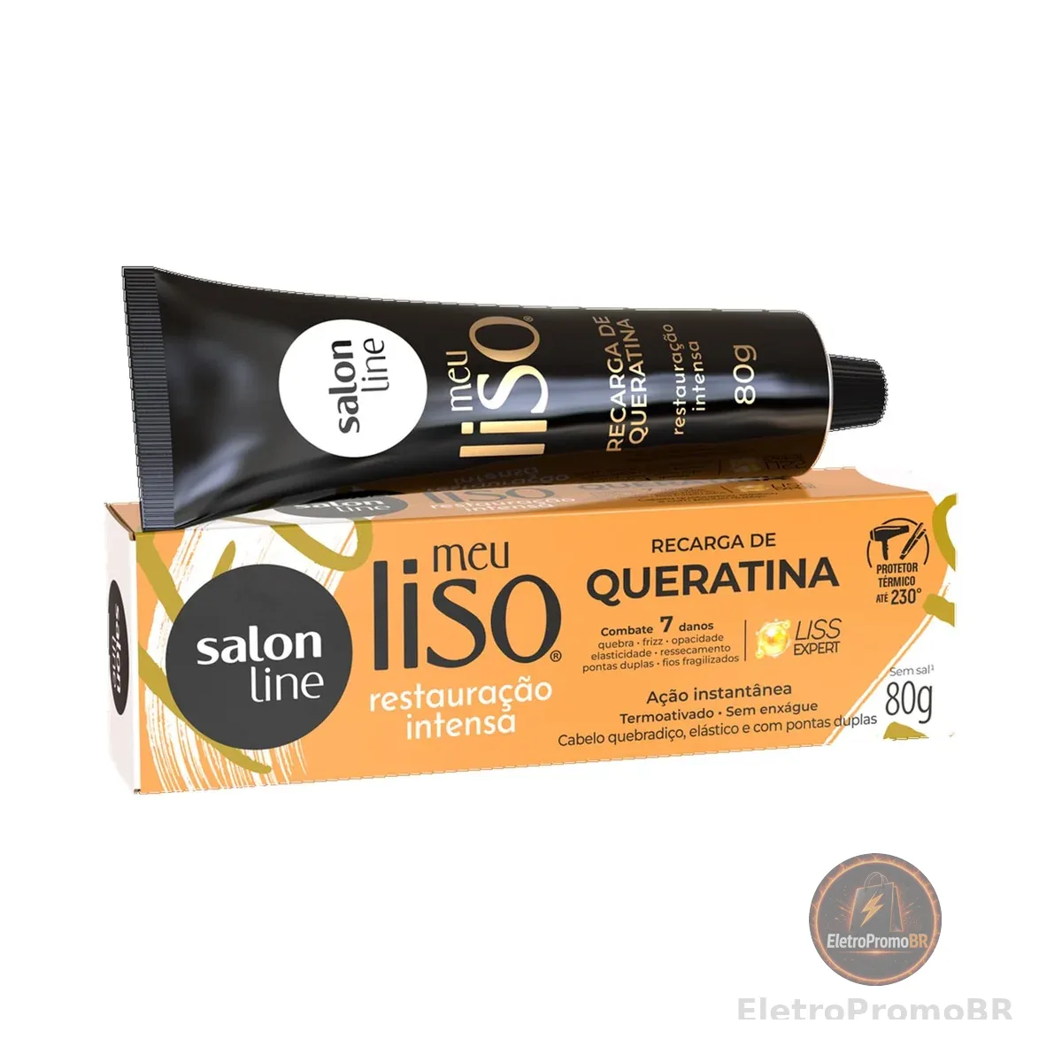 Salon Line, Recarga de Queratina, Meu Liso, Restauração Intensa, Vegana - Cabelos Lisos, 80 g