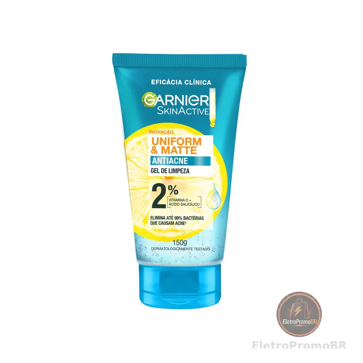 Garnier Uniform & Matte, Gel de Limpeza Facial com Ácido Salicílico e Vitamina C, Combate Cravos e Espinhas, Reduz a oleosidade e Controle da Pele Acneica, 150g