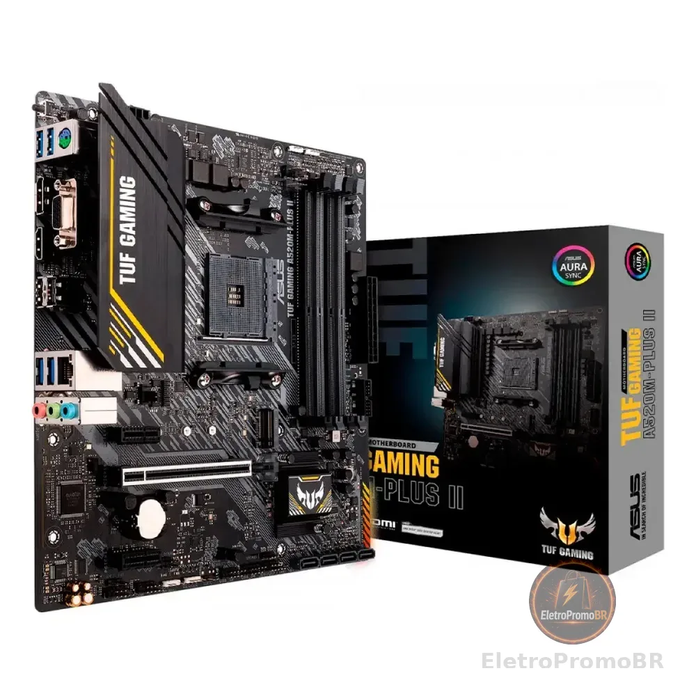 Placa Mãe Asus Tuf Gaming A520m-plus Ii A520 Am4 Matx Ddr4 H Preto