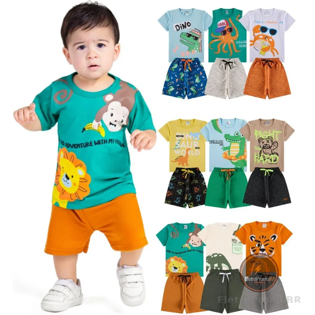 Kit Sortido 6 ou 10 Peças de Roupas Bebê Menino Infantil  de Roupas Bebê Menino Infantil Masculino De Verão