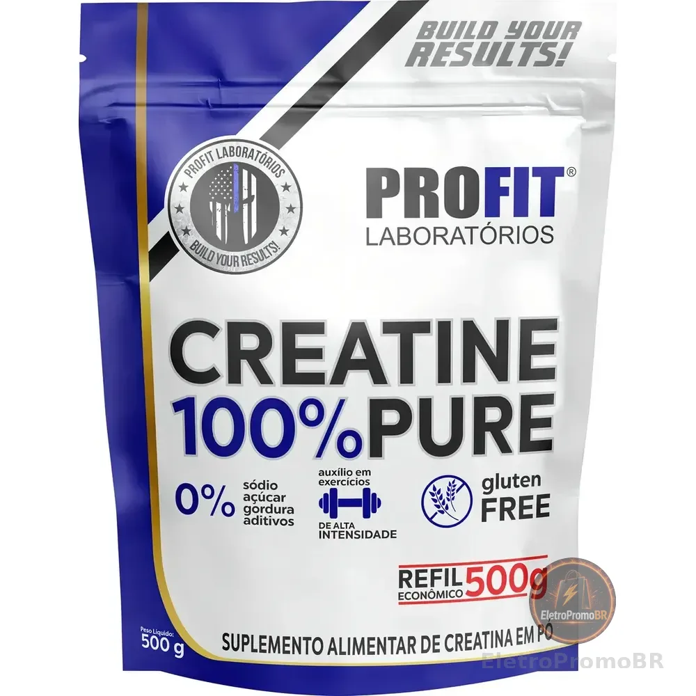 Suplemento Creatina 100% Pura Sem Sabor 500g Profit Laboratórios