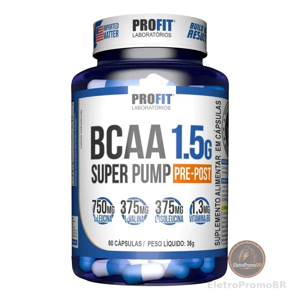 Bcaa Aminoácido 1.5g Super Pump 60caps - Profit Labs Sabor Sem Sabor