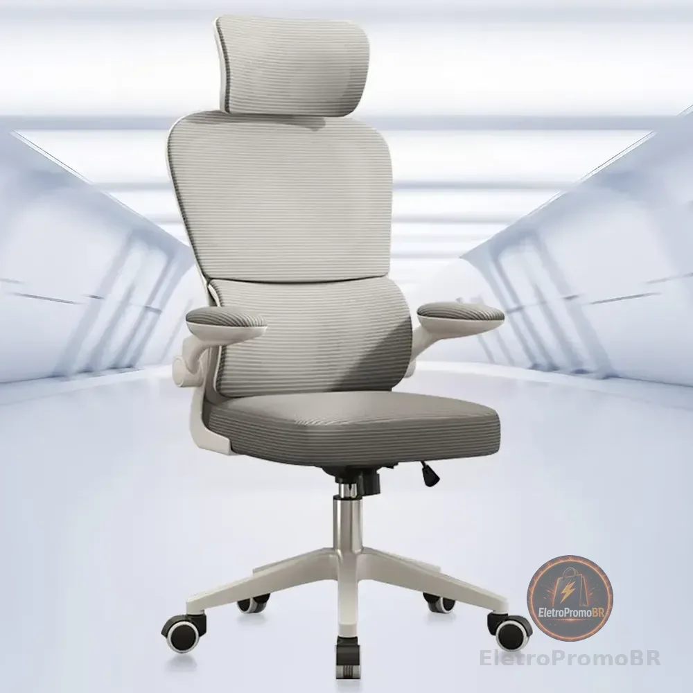 Cadeira Escritório Ergonômica Python Fly B07 Cinza Com Suporte Lombar Malha