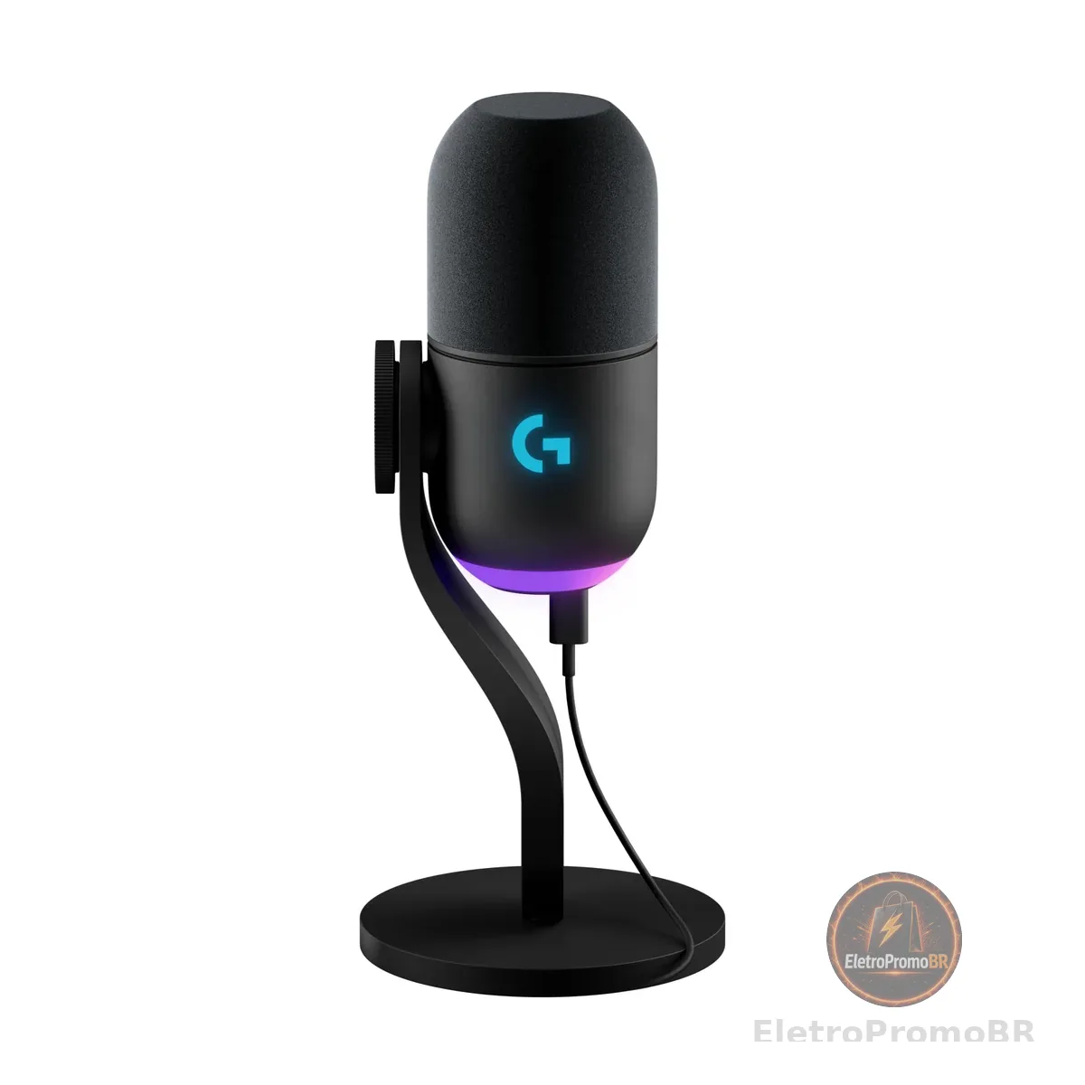 Microfone Dinâmico Gamer Logitech G Yeti GX com RGB LIGHTSYNC Captação Dinâmica Supercardioide, Conexão USB Plug and Play para Gravação de Conteúdo e Streaming em PC e Mac - Preto