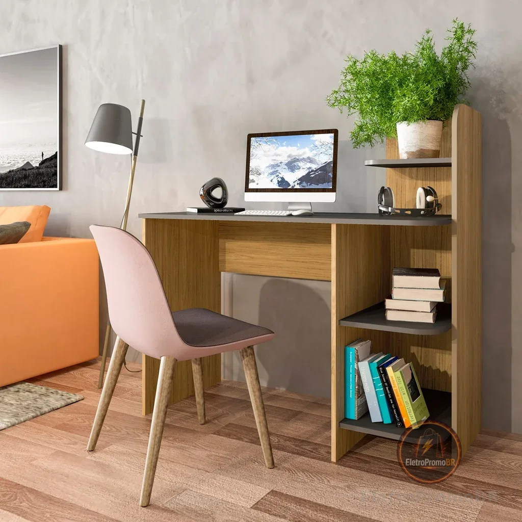 Escrivaninha Estante Link Artely Com Prateleiras para Estudos e Home Office