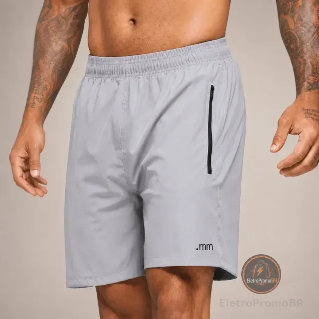 Bermuda Masculina Tactel Plus Size Bolso Zíper Academia
