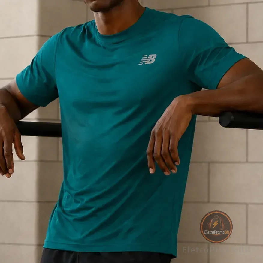 Camiseta New Balance Masculina Active Original  Esportiva Verde-escuro M