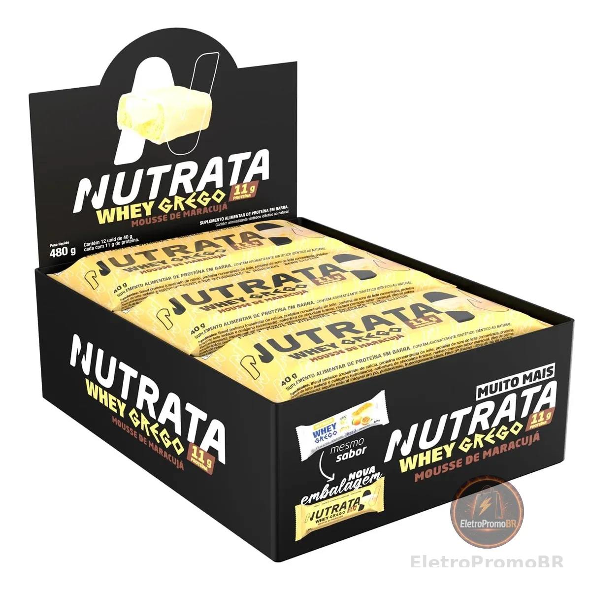Whey Grego Bar Mousse Maracujá Display 12 Unidades 480g