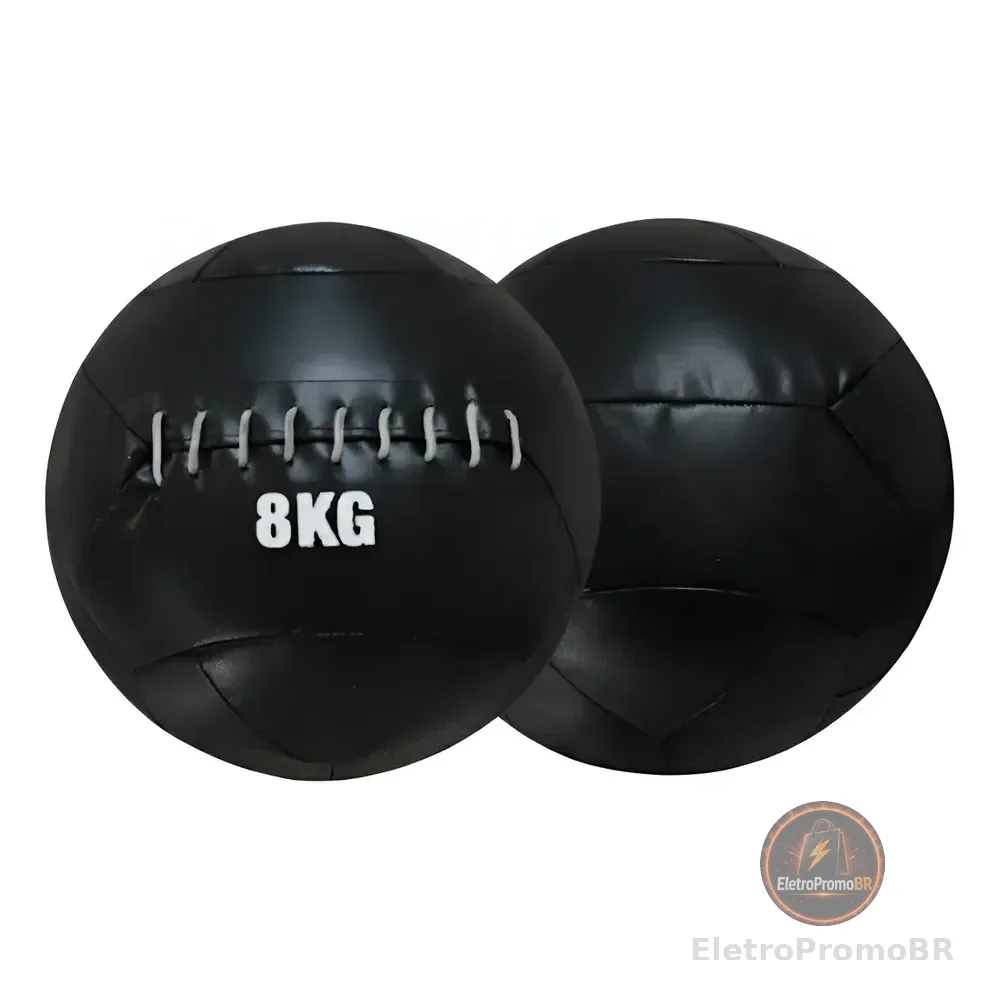 Bola 8kg Funcional Para Crossfit E Treinos Wall Ball Preto